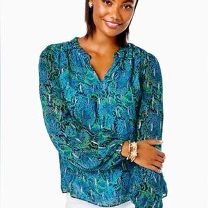 Lilly Pulitzer Silver Leaves  Blouse New w/o tags